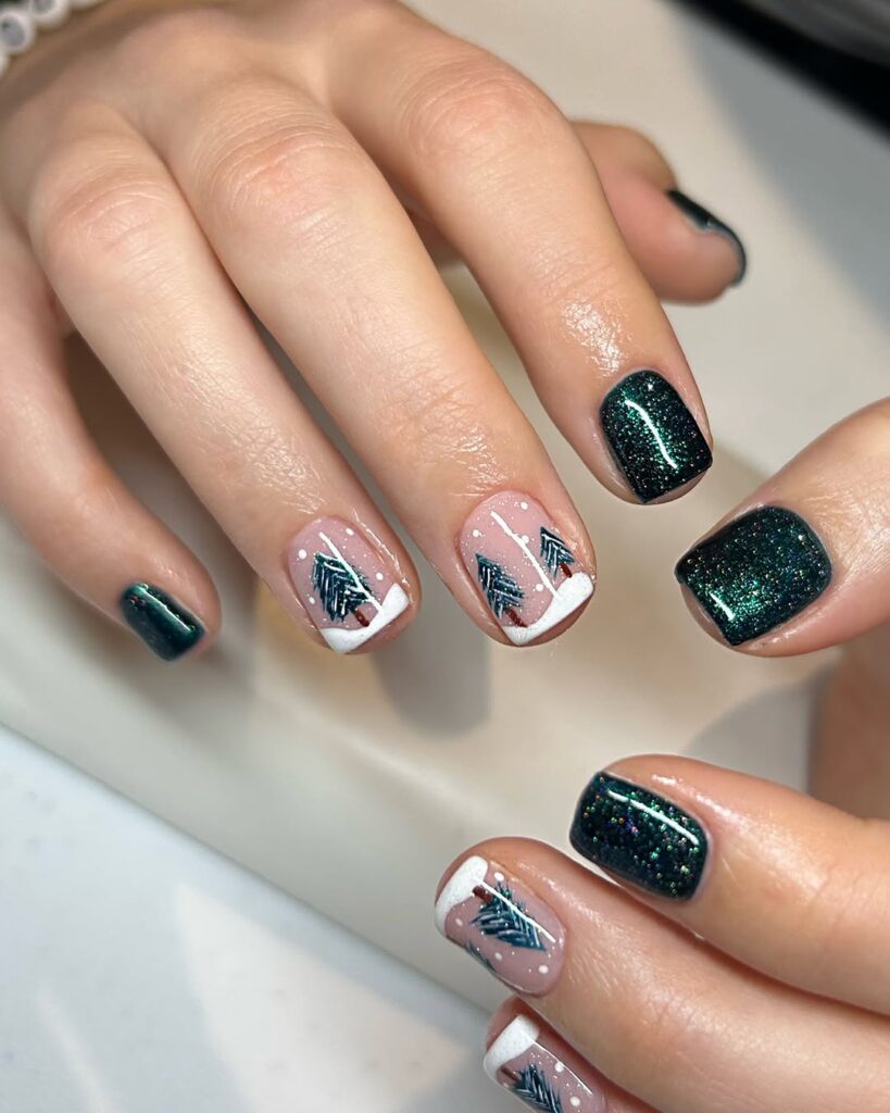 Winter Wonderland Glitter Nails 